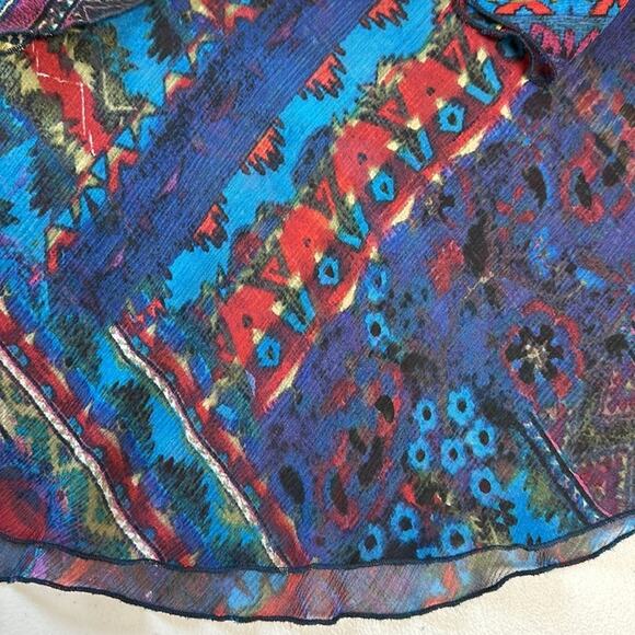 Chico's 100% Silk Brandy Tunic in Sangria Empire Waist Long Sleeves Sz 1 = M = 8 - Picture 10 of 14